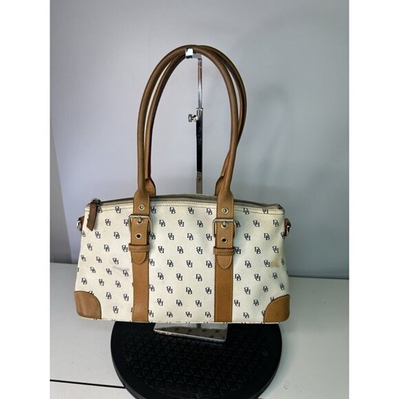 Dooney Bourke Medium Leather White Tan Handles - Picture 5 of 12